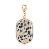 Oval Gemstone Pendants with Gold Lobster Claw  Rectangle Crystal Tag Charms for DIY Making Jewelry #SP2059