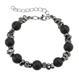 10MM Natural Gemstone & Hematite Adjustable Bracelet with Extension Chain - Unisex Healing Crystal Jewelry Gift for Men Women #SB3153