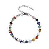 6MM Heishi Disc Spacer Round Bead Gemstone Bracelet Silver Chain Adjustable #SB3145