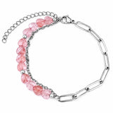 6MM Heart Shape Gemstone Paperclip Chain Bracelet Stainless Steel Adjustable Dainty Stackable Women Jewelry #SB3164