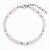 6MM Heishi Disc Stone Bracelet Freshwater Pearl Gold Adjustable Chain Boho Stackable Beaded Jewelry For Women #SB3137