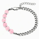 8MM Natural Stone Bead Stainless Steel Curb Chain Bracelet Unisex Healing Crystal Adjustable Men Women Stackable Jewelry #SB3152