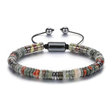 6MM Natural Stone & Hematite Disc Bead Adjustable Bracelet Macrame Slide Closure Unisex Healing Crystal Jewelry Men Women #SB3154