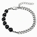 8MM Natural Stone Bead Stainless Steel Curb Chain Bracelet Unisex Healing Crystal Adjustable Men Women Stackable Jewelry #SB3152
