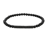 4MM Black Onyx Round Bead Stretch Bracelet Flat Heishi SpacerGemstone Bead Unisex Elastic Stackable Healing Wrist Jewelry #SB3156