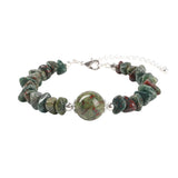 Natural Chip Gemstone Bracelet 10mm Round Focal Bead  Adjustable Chain Healing Crystal Boho Stackable Bracelets for Women #SB3158