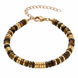 Natural Heishi Disc Stone Bead Bracelet Gold Spacer Beads Adjustable Chain Healing Gemstone Handmade Jewelry For Women #SB3139