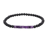 Matte Black Onyx 4mm Round Bead Bracelet Heishi Spacer Stone Bead Unisex Elastic Stackable Healing Crystal Wrist Jewelry #SB3156