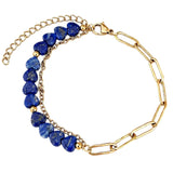 6MM Heart Shape Gemstone Paperclip Chain Bracelet Gold Stainless Steel Adjustable Dainty Stackable Women Jewelry #SB3164