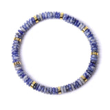 6x3mm Disc Bead Stone Stretch Bracelet for Women Men With Silver Spacer #SB3132