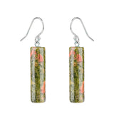 Gemstone Cylinder Dangle Earrings – 8x30mm Polished Crystal Drop Earrings for Women & Girls – Healing Stone Jewelry Gift