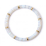 6x3mm Disc Bead Stone Stretch Bracelet for Women Men With Silver Spacer #SB3132