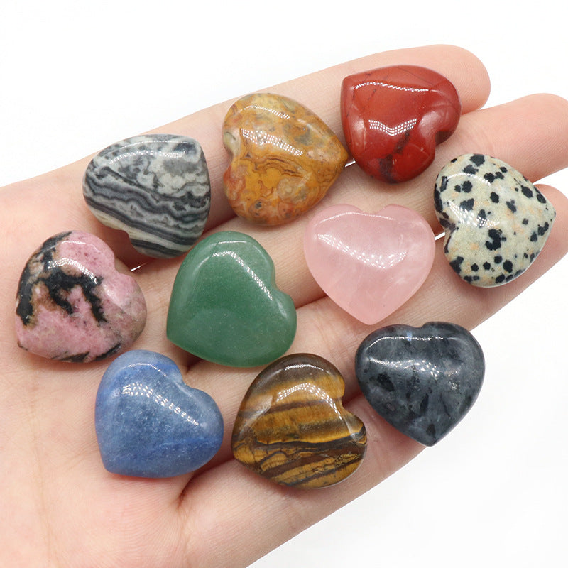 Crystal Puffy Heart Stones 20mm Geometric Pocket Stones for Meditation Chakra Balancing 12PCS In Velvet Bag