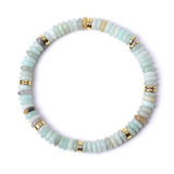 6x3mm Disc Bead Stone Stretch Bracelet for Women Men With Silver Spacer #SB3132