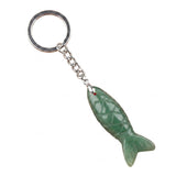 Hand Craved Gemstone Fish Keychain 15X40MM Animal Pendant Keyring