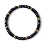 6x3mm Disc Bead Stone Stretch Bracelet for Women Men With Silver Spacer #SB3132