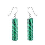 Gemstone Cylinder Dangle Earrings – 8x30mm Polished Crystal Drop Earrings for Women & Girls – Healing Stone Jewelry Gift