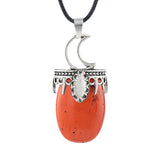 Vintage Silver Capped Multiple Gemstone Moon Pendant Necklace with Adjustable Rope for Reiki and Meditation #SN2055