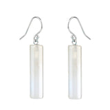 Gemstone Cylinder Dangle Earrings – 8x30mm Polished Crystal Drop Earrings for Women & Girls – Healing Stone Jewelry Gift