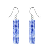 Gemstone Cylinder Dangle Earrings – 8x30mm Polished Crystal Drop Earrings for Women & Girls – Healing Stone Jewelry Gift