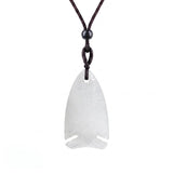 Gemstone Fish Pendant Necklace Adjustable Rope #SN2016-BK22 Handcrafted Gemstone Charm 22x40mm Cord Spiritual Gift for Women Men