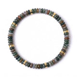 6x3mm Disc Bead Stone Stretch Bracelet for Women Men With Silver Spacer #SB3132