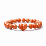 Natural Crystal Beaded Bracelet with 16mm Center Stone Heart - 8mm Round Beads #SB3133