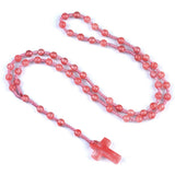 Natural Stone Cross Necklace Handmade 6mm Bead Rosary Jewelry Adjustable Spiritual Meditation Prayer Beads for Men Women Gifts SN2031