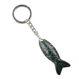 Hand Craved Gemstone Fish Keychain 15X40MM Animal Pendant Keyring