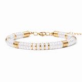 Natural Stone 6x3mm Disc Beaded Bracelet with Gold Spacers Adjustable Chain#SB3131