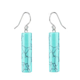 Gemstone Cylinder Dangle Earrings – 8x30mm Polished Crystal Drop Earrings for Women & Girls – Healing Stone Jewelry Gift