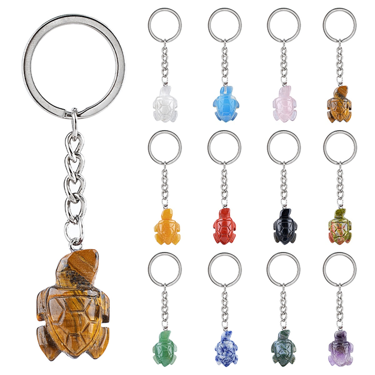 Cute Sea Turtle Keychain – Healing Crystal Keyring Accessory for Daily Carry KC2311