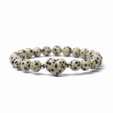 Natural Crystal Beaded Bracelet with 16mm Center Stone Heart - 8mm Round Beads #SB3133