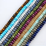 Natural Stone 6x3mm Disc Beaded Bracelet with Gold Spacers Adjustable Chain#SB3131
