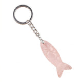 Hand Craved Gemstone Fish Keychain 15X40MM Animal Pendant Keyring