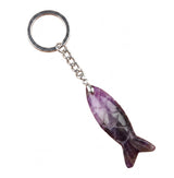 Hand Craved Gemstone Fish Keychain 15X40MM Animal Pendant Keyring
