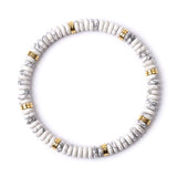 6x3mm Disc Bead Stone Stretch Bracelet for Women Men With Silver Spacer #SB3132
