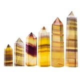 Yellow Fluorite Hexagonal Pillar Ornament Tower for Home & Office Decoration #YE08SP1492