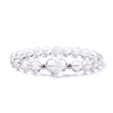 Natural Crystal Beaded Bracelet with 16mm Center Stone Heart - 8mm Round Beads #SB3133