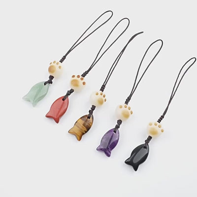 Mini Fish Gemstone Pendant Keychain Video Demo